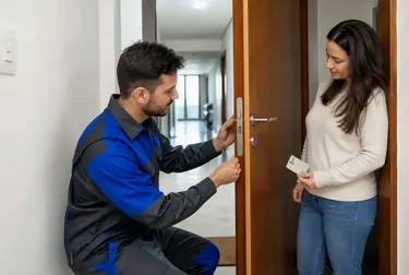Chaveiro utilizando ferramentas para abrir uma porta em Macaé.